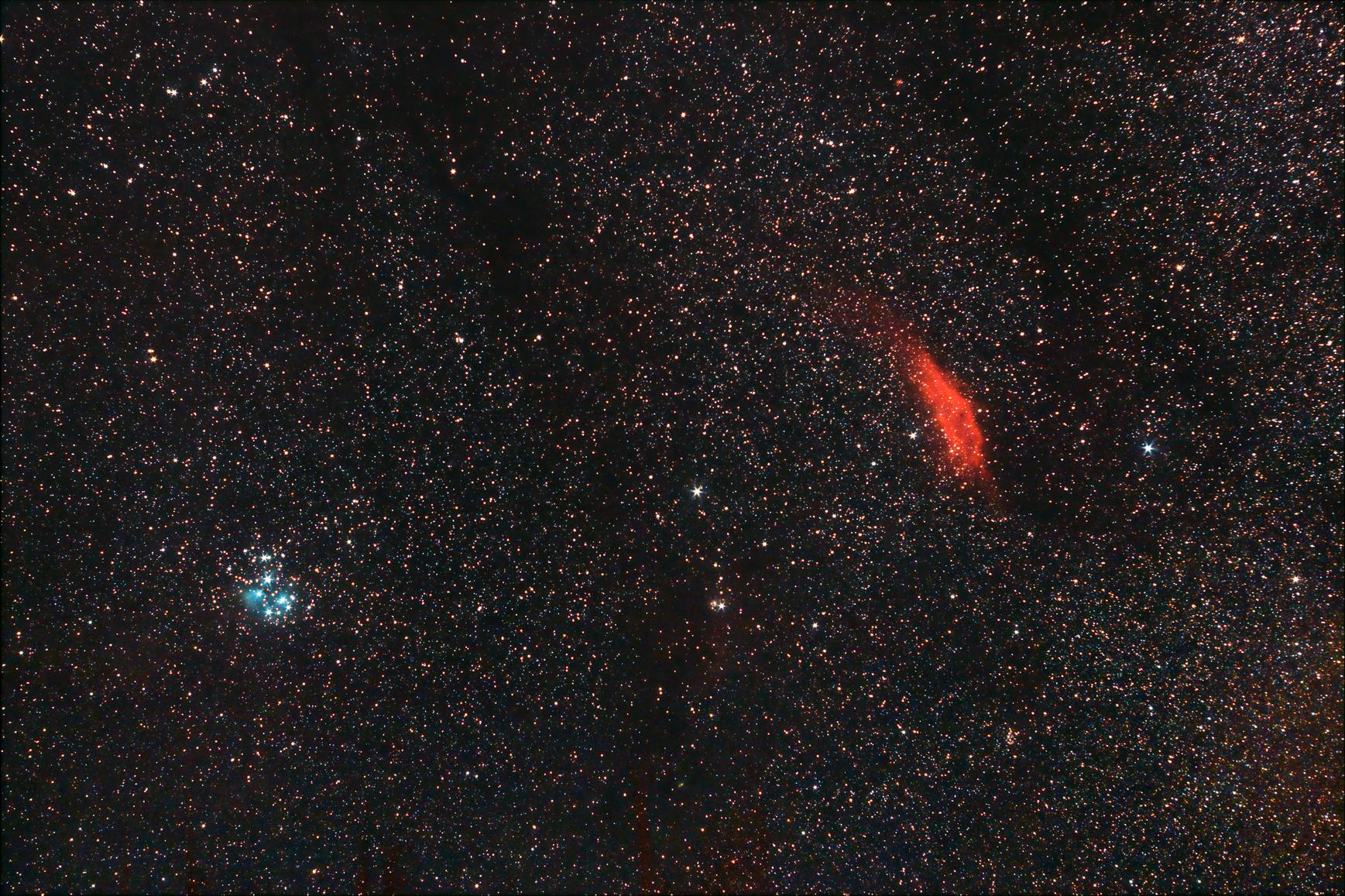 M45 a NGC 1499 (Pancolar 1,8/50)